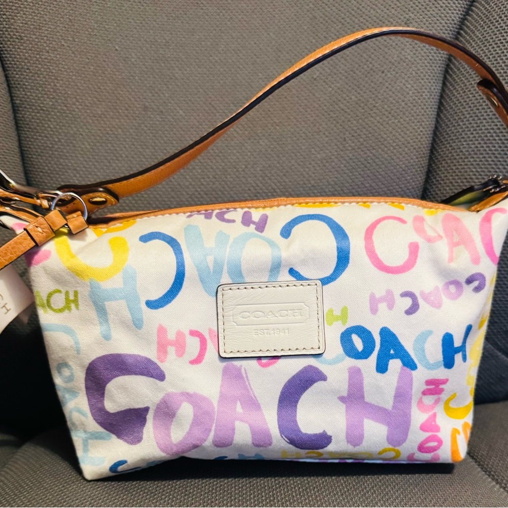 NWT Coach Rainbow Graffiti Beach Top Handle Bag